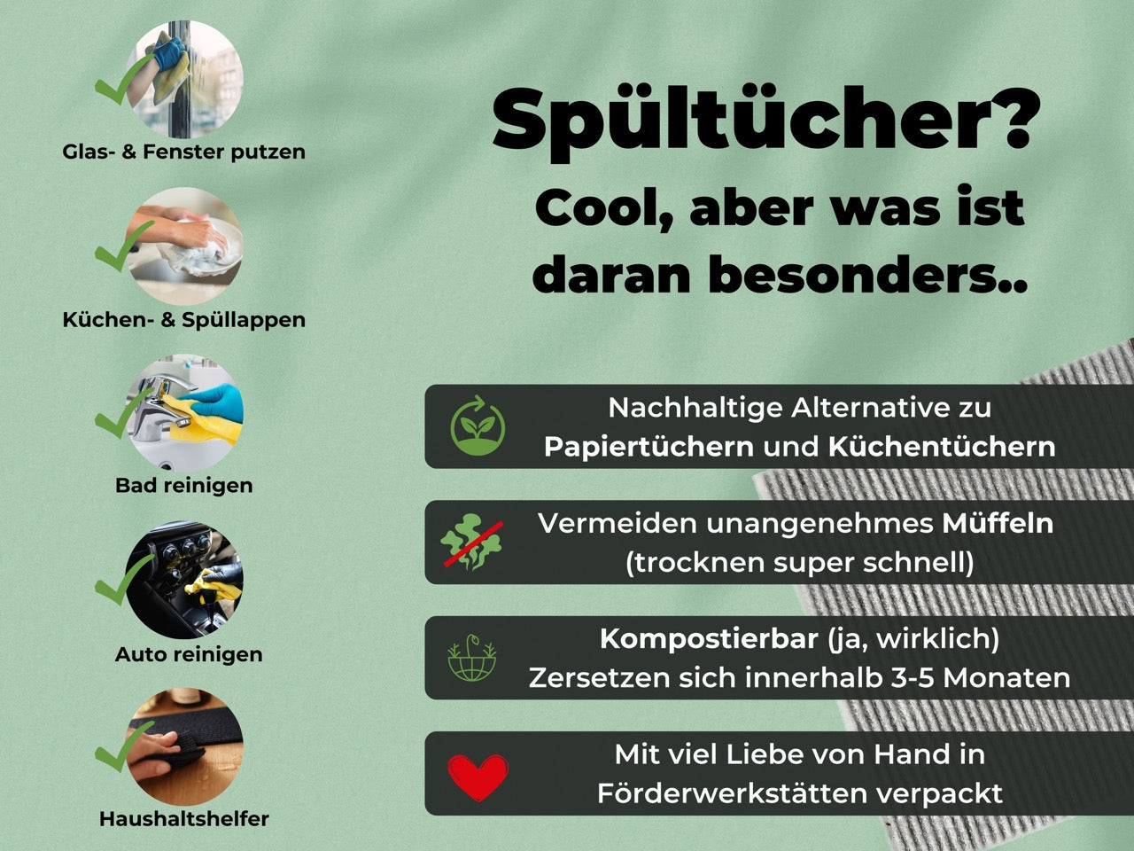 Spüllappen Forest Green Winter Edition - saugstarke Schwammtücher Plastikfrei