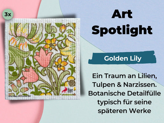 3x Art Spültücher waschbar - Original William Morris Golden Lily