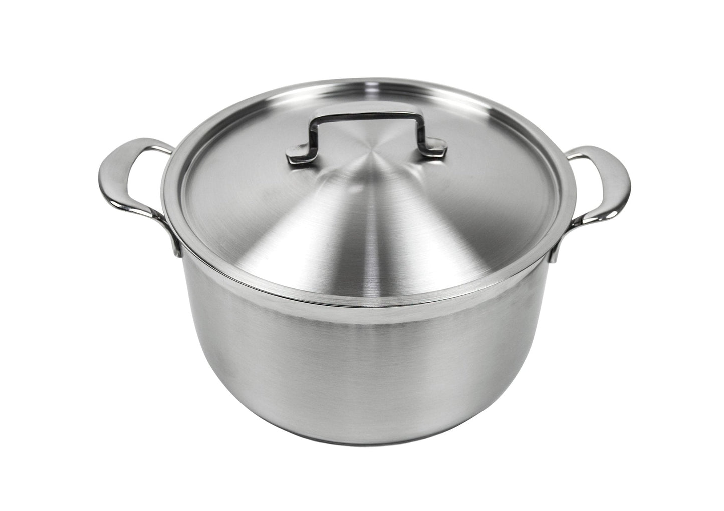 Edition 10 der Edelstahltopf B-Ware, seidenmattiert, mit Edelstahlgriffen und Aufliegedeckel, Edition 10, rostfrei.