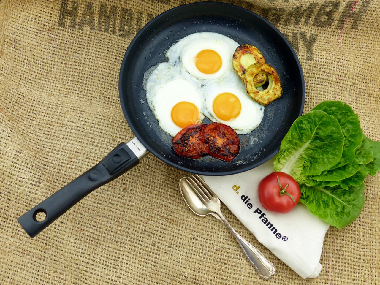Edition 13 - flache Pfanne aus Aluguss opt. mit abnehmbarem Stiel (B - Ware) - die Pfanne®