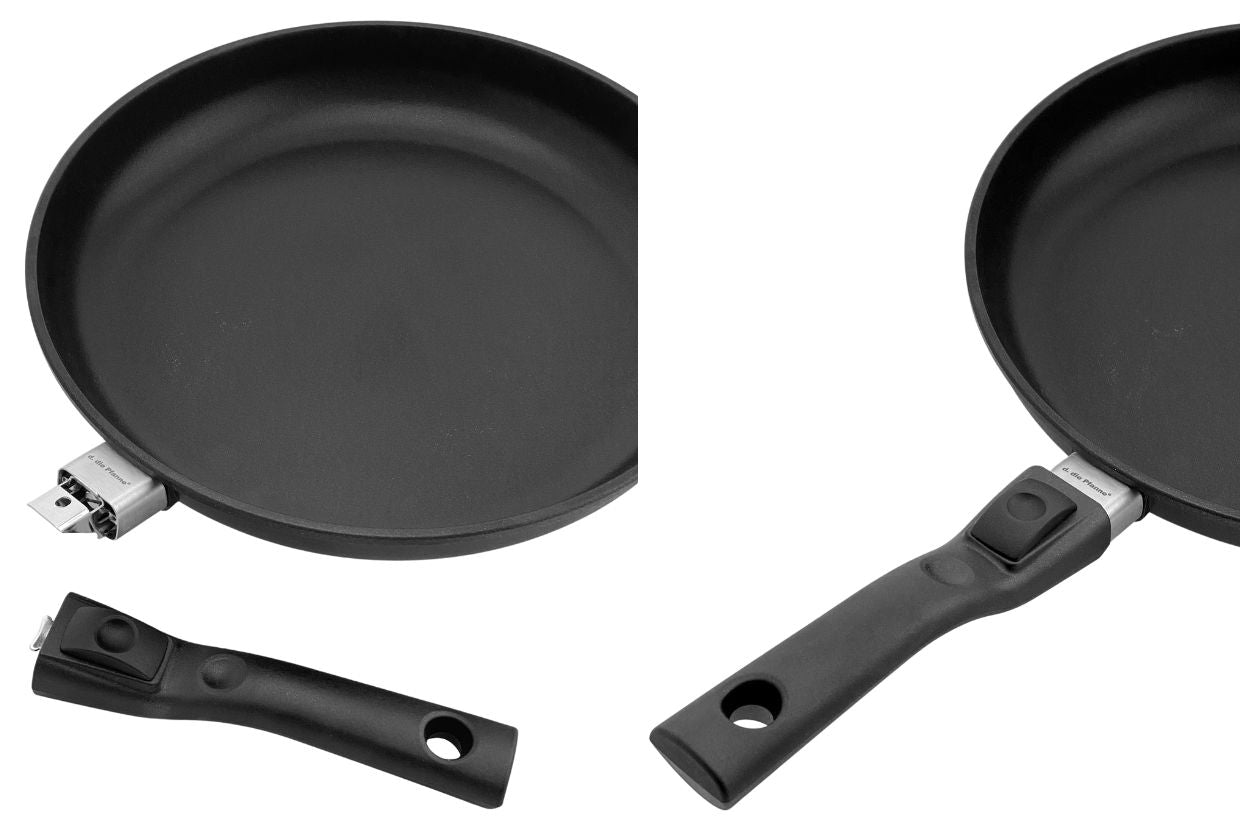 Edition 13 - flache Pfanne aus Aluguss opt. mit abnehmbarem Stiel (B - Ware) - die Pfanne®