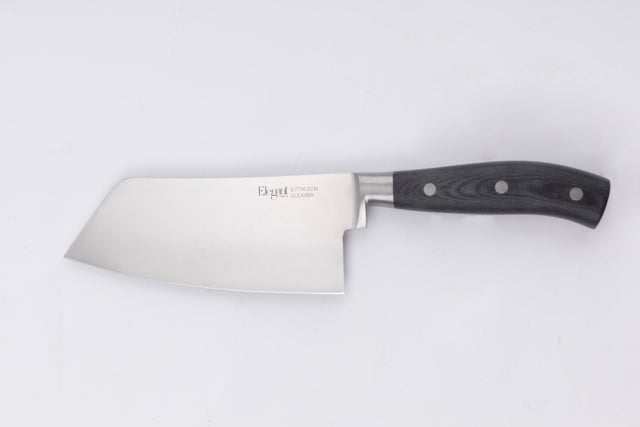 Chinesisches Hackmesser der Serie Elegant von Carote aus Edelstahl mit schwarzem 3-Nieten-Griff, Serie Elegant von Carote.