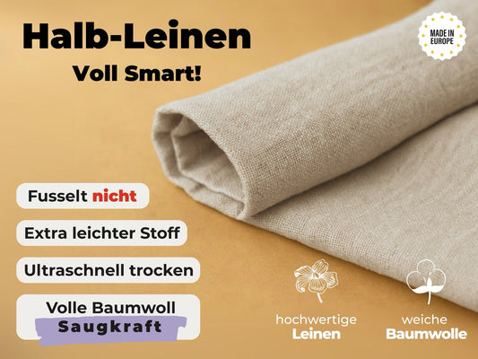 2x Geschirrtücher Halbleinen Beige & 3x Spüllappen Schwarz (Beige-Mix)