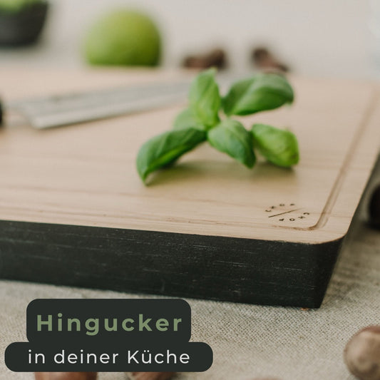 Steak Schneidebrett Holz aus Eiche Massivholz - mit Abtropfrinne (27x19x3cm)