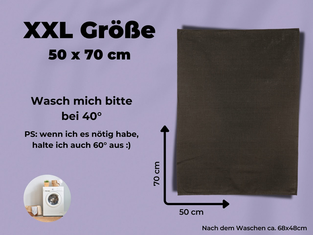 2x Halbleinen Geschirrtücher Anthrazit & 3x Spüllappen Grau (Dark-Grey)
