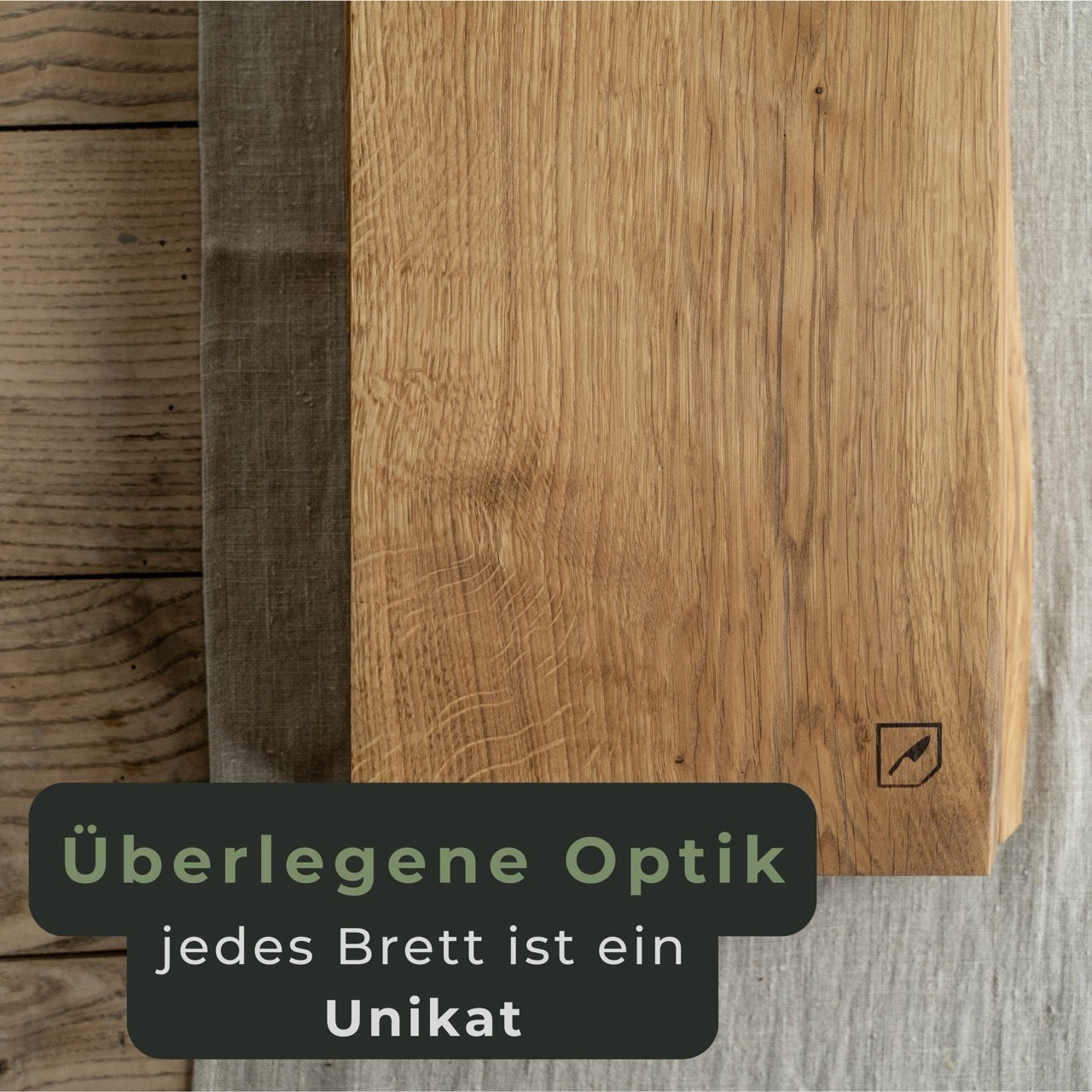 Schneidebrett Holz aus Eiche Massiv - einzigartige Holz Optik (40x27x3cm)