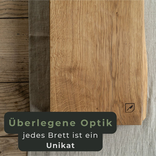 Schneidebrett Holz aus Eiche Massiv - einzigartige Holz Optik (40x27x3cm)