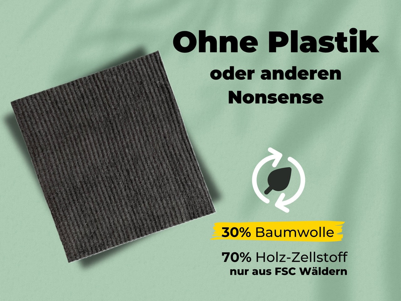 Schwedische Spültücher Grau dunkel (Baumwolle & Holz-Zellstoff) - waschbar & extra Saugstark