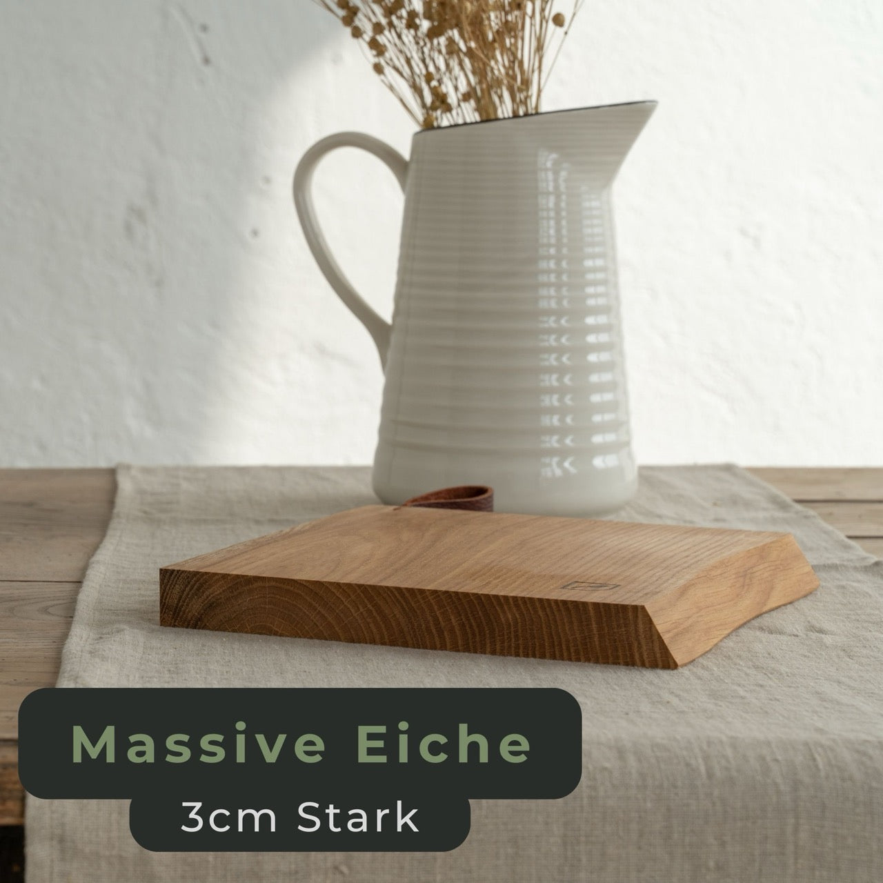 Schneidebrett Holz aus Eiche Massiv - einzigartige Holz Optik (40x27x3cm)