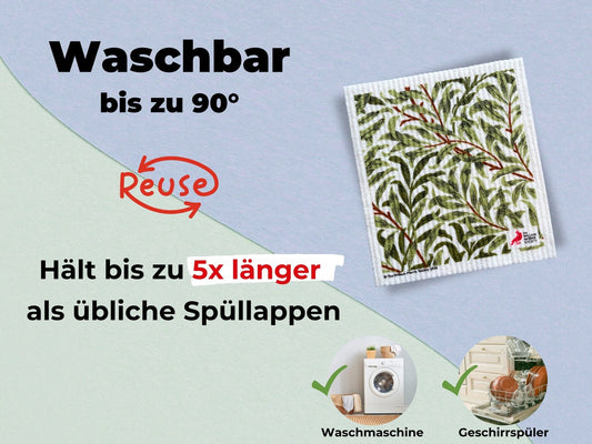 3x Art Spültücher waschbar - Original William Morris Willow Bough