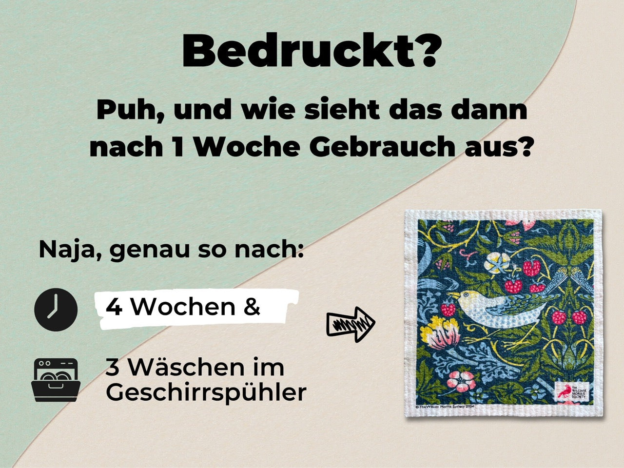 3x Art Spültücher waschbar - Original William Morris Golden Lily