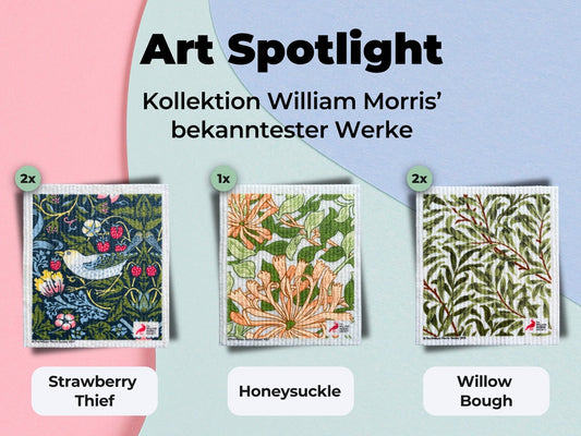 5x Art Spültücher bedruckt Set - William Morris Meisterwerke