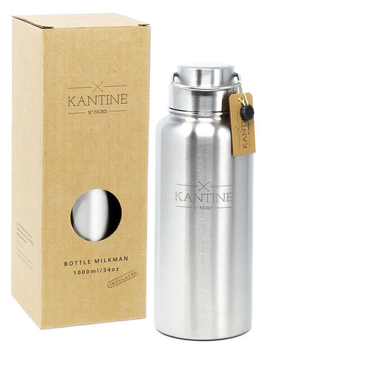 Doppelwandige Edelstahl Trinkflasche Milkman 1000ml mit Vakuumisolierung und spülmaschinengeeignetem Design